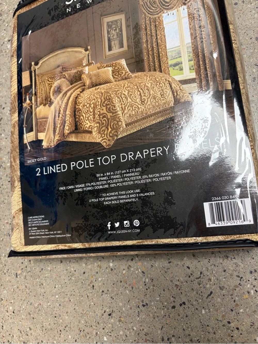 J. Queen New York 2 Lined Pole Top Drapery Panels - Gold